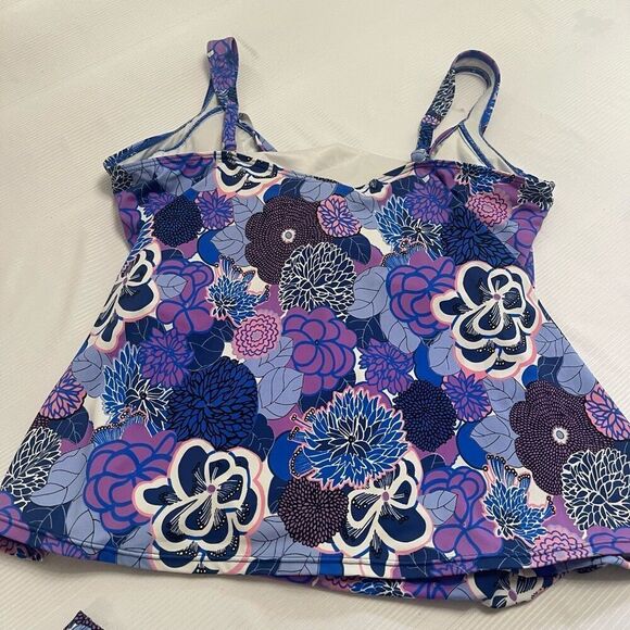 Miraclesuit x Talbots Purple Floral Tankini Swimsuit Bathing Suit Plus Size 22W - Picture 5 of 12